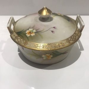 Rare Vintage Handprint Nippon cover candy dish